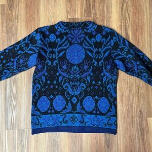 Elegant Black and Blue Turtleneck Sweater Real Wool Vintage 80s